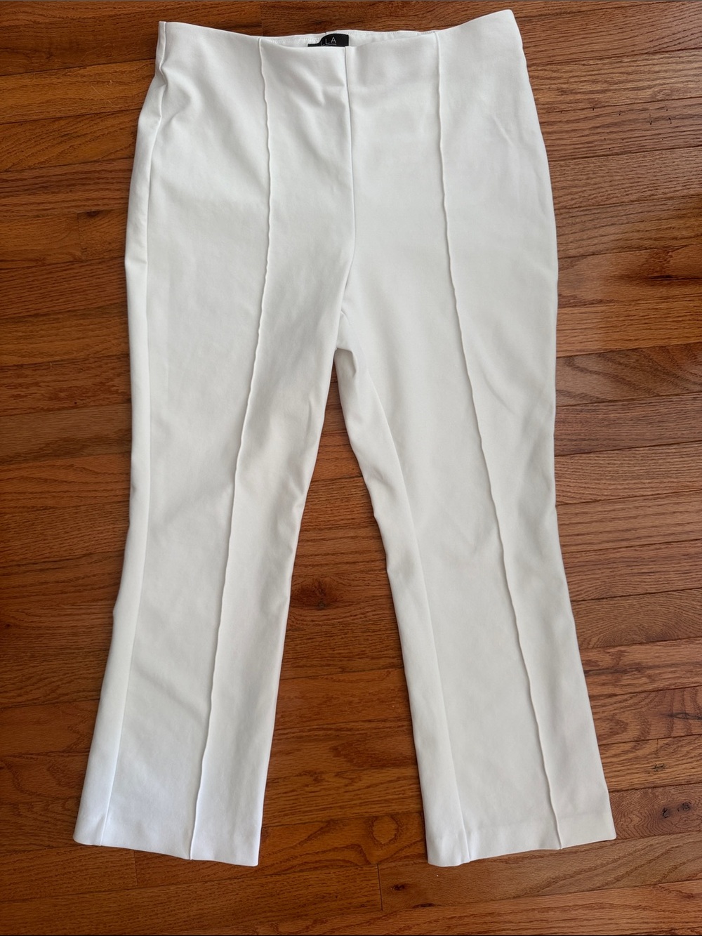 Girls' White Ponte Knit Slim Crop Dress Pants